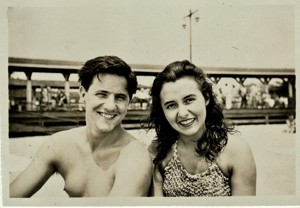 Gene and Jackie at the beach pavilion, 1946